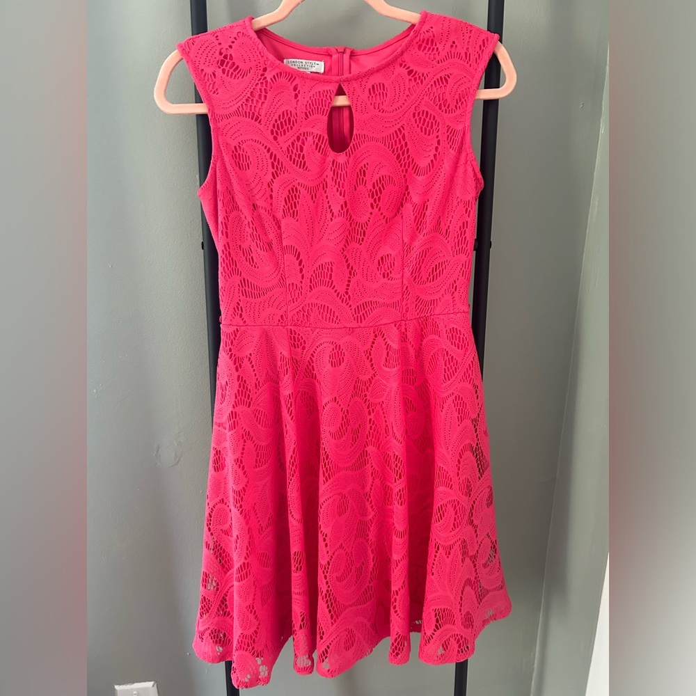 London Style Collection_Pink Lace Dress_Womens 4P